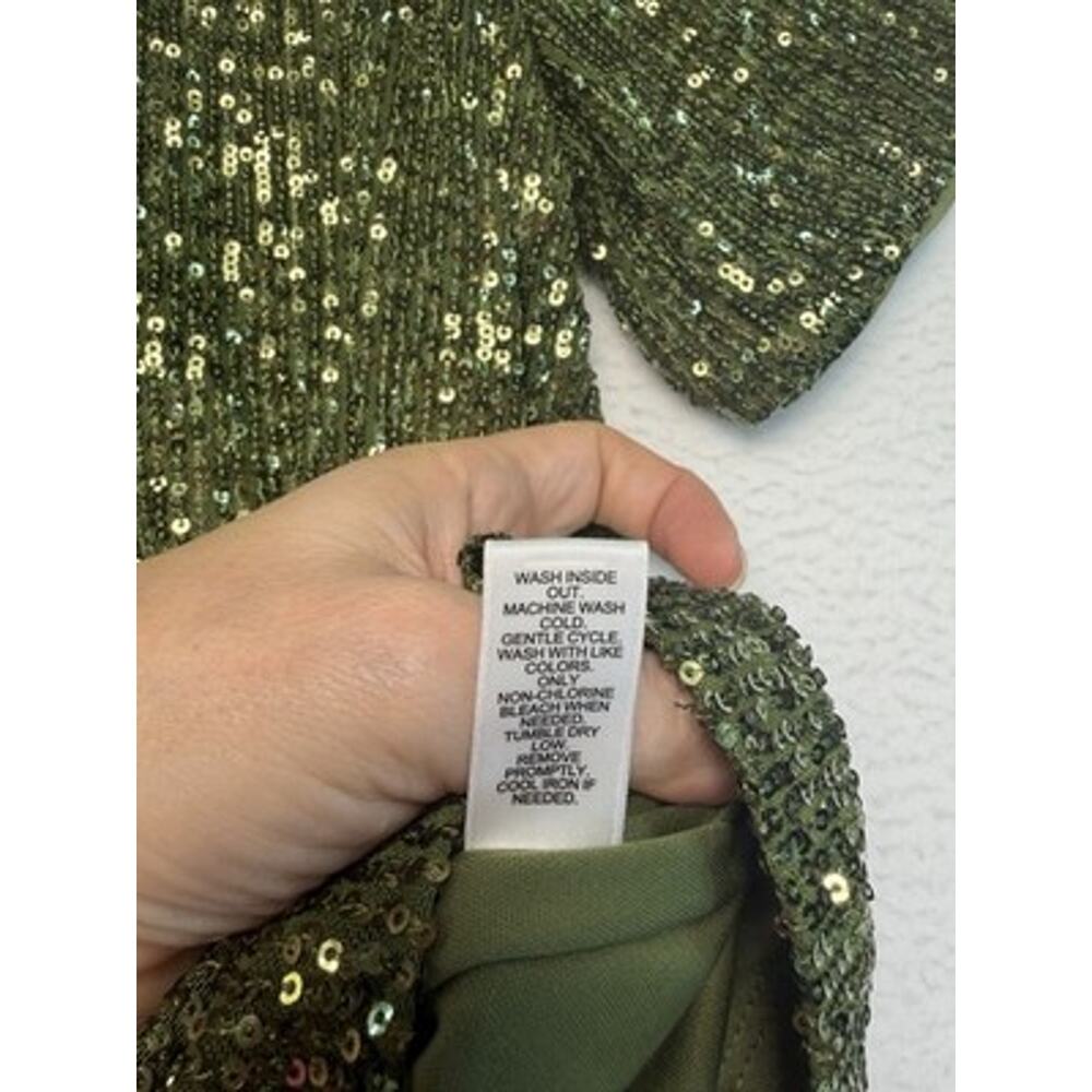 Womens Cato‘S Green Sequin Short Sleeved Party Blouse 14/16 Holiday Glamour ￼ - Picture 8 of 12